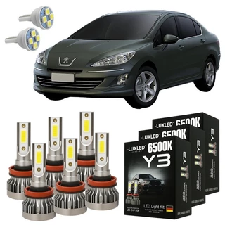 Kit Lâmpadas Super Led Y3 Peugeot 408 2011 Em Diante Farol Alto Baixo Milha + T10