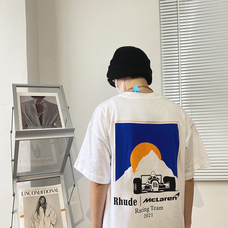 Camiseta De Manga Curta Rhude McLaren Com Estampa F1 Clássica .