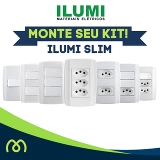 Tomada Interruptor Apagador Simples Paralelo Placa Cega Ilumi Slim 4x2 10A 20A Monobloco