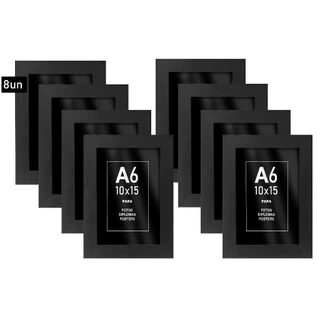 Kit 8 Porta Retratos 10x15 Quadros A6 Com Vidro Ou Acetato Branco Tabaco Natural Preto Decoração de