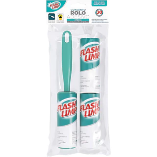 Conjunto Rolo Adesivo Flash Limp com 2 Refis 30 Folhas
