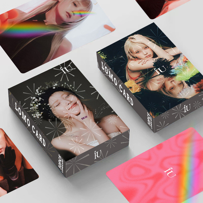 30pcs/box IU Photocards Laser Holographic Lomo Cards Kpop Hologram