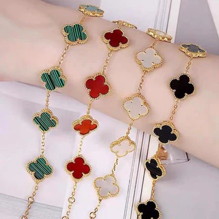 Cinco Flores , Capim Pequeno Desejo Sortudo , Bracelete De Artesanato Em Concha De Ouro 18K Feminino , Luxo Leve , E Requintado