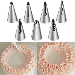 7pçs Conjunto De Bicos Para Saco De Confeiteiro De Aço Inoxidável Russos Confeitaria Utensílios De Decoração De Bolos (Prata)