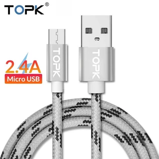 TOPK AN09 Cabo Micro USB 0.5M De Nylon Trançado Para Carregador De Cabos De Sincronização De Dados Xiaomi OPPO