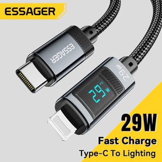 Essa Essager 29W USB C Tipo Cabo De Exibição Digital Para 14 13 12 11 Pro Max Xs Plus Fio 29W PD Carregamento Rápido Dados 16 Classificação