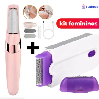 kit de cuidados femininos Depilador recarregável sem fio 2 em 1 + Lixador de Pé Elétrico