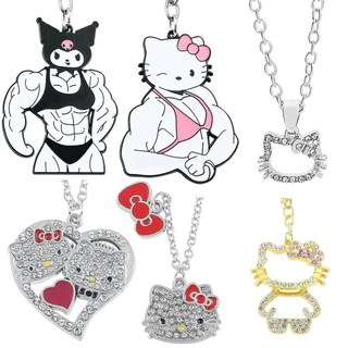 Olá Kitty Colar Chaveiro Dos Desenhos Animados KT Gato Pingente com Clavícula Diamante Meninas Cadeia Meninas Acessórios Presente