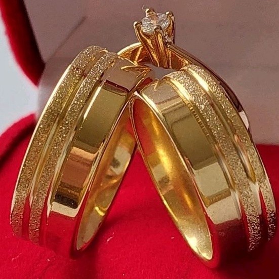 Par de Aliança Casamento Noivado Reta 2 Riscos Moedas Antigas Ouro 18k