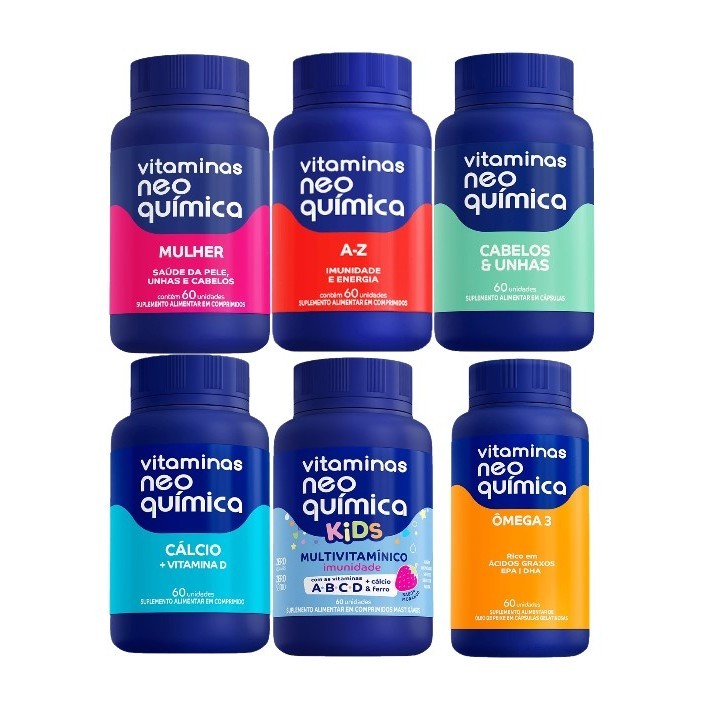 Kit Família Com 6 Frascos Contendo 60 Cáp Cada - NeoQuímica
