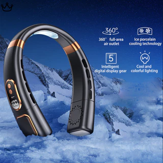 【 YD 】 Silent USB Recarregável De 5 Níveis Ventilador De Pescoço De Fluxo De Ar Para Prevenção E Resfriamento Do Dissipador De Calor , Portátil Leve Viagem A Escola Ao Livre No Acampamento De Verão Escritório Em Casa
