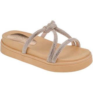 Sandália Papete Pedraria Strass de Brilho Micro Manta Flatform Confort 7012