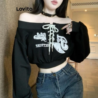 Lovito Moletom casual com padrão geométrico para mulheres LNA73153