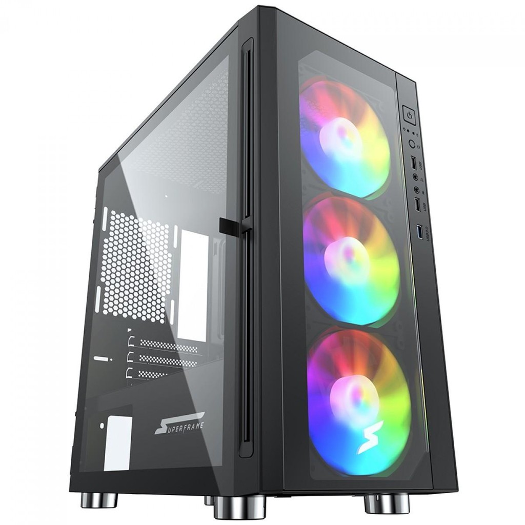 Gabinete Gamer SuperFrame Bunker, Mid Tower, Vidro, M-ATX