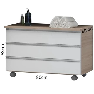 Gaveteiro De Banheiro 3 Gavetas Com Rodinhas 80cm Marrom/branco - Arte Cas
