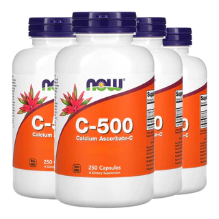 Kit 4x Vitamina C 500mg Now Foods 250 Cápsulas Importado /Made in Usa