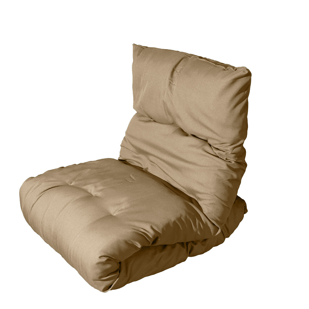 Colchonete Futon Bege Colchão Solteiro Dobrável Almofada Enrolável Macio Acampamento Sitio Praia