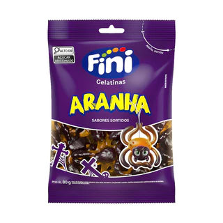 Balas de Gelatina Aranha Sabores Pêssego e Amora 80g - Fini