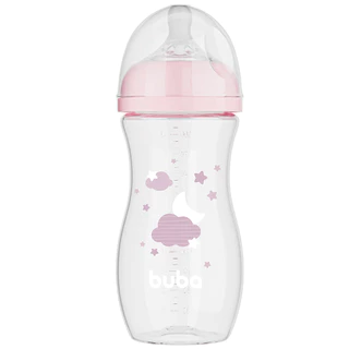 Mamadeira Easy Flow Nuvem - Rosa - 330ml - Buba