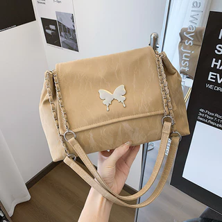 Lovito Bolsa de ombro pequena de metal borboleta lisa para mulheres LFA46242