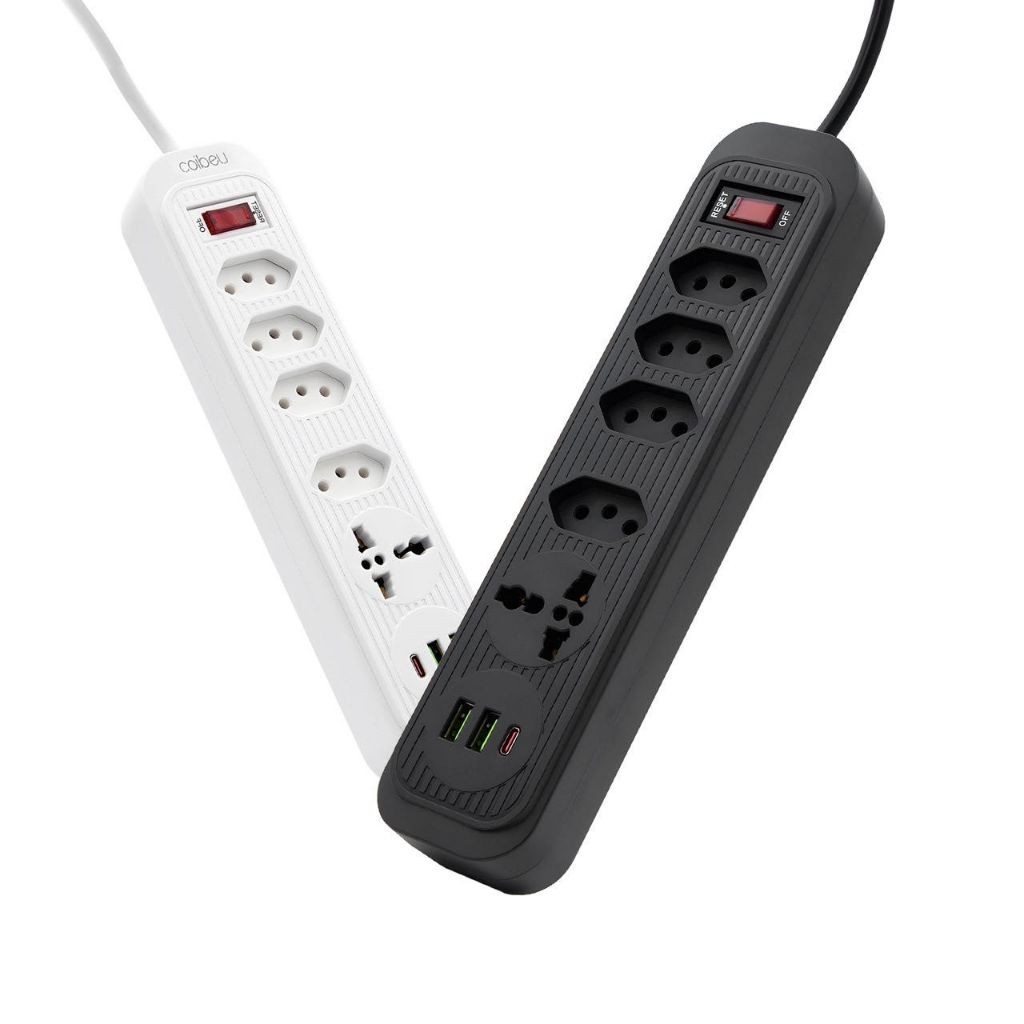Extensão 4 Tomada 2 Usb 1 Type-C 1 Universal Proteção Led Bivolt Power Filtro De Energia
