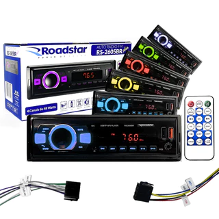 Rádio Automotivo USB 7 Cores Led 4 Canais 48w Cada Bluetooth 2 USB Carrega Celular Som Carro