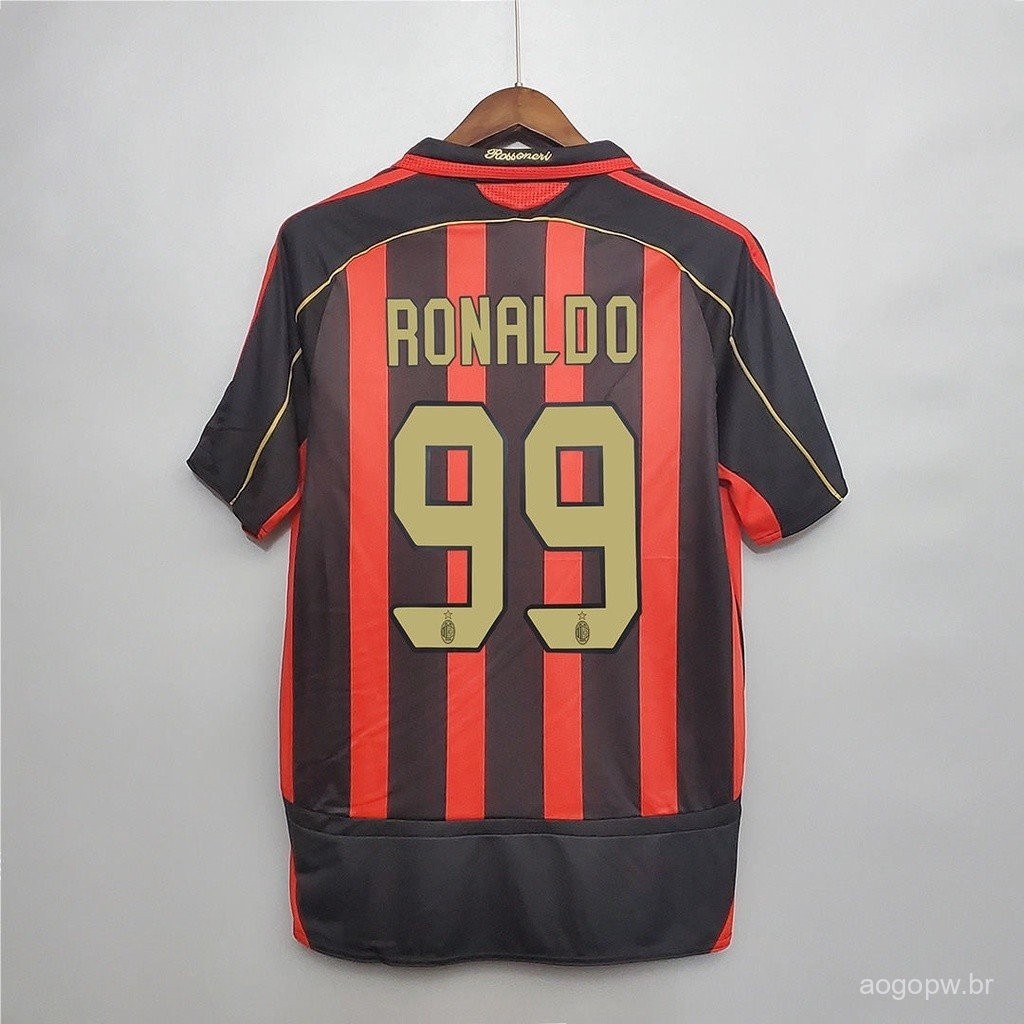 06-07AC Milan Home futebol camisa Retro manga curta alta qualidade NTYO