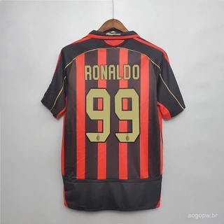 06-07AC Milan Home futebol camisa Retro manga curta alta qualidade NTYO