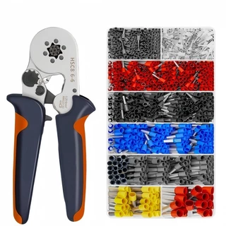 Kit Alicate Crimpar Prensa Com 2000Pçs Ilhos Tubular Terminal Autoajustável Crimper Hexagonal Ferramenta De 0,5 Até 6mm²