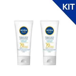 KIT NIVEA SUN Protetor Solar Facial Toque Seco Antissinais Fps70 40ml - 2 Unidades