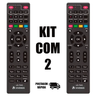 Kit com 2 Controle Remoto Parabolica Digital Vivensis VX10 LE-7343 FBG-9314