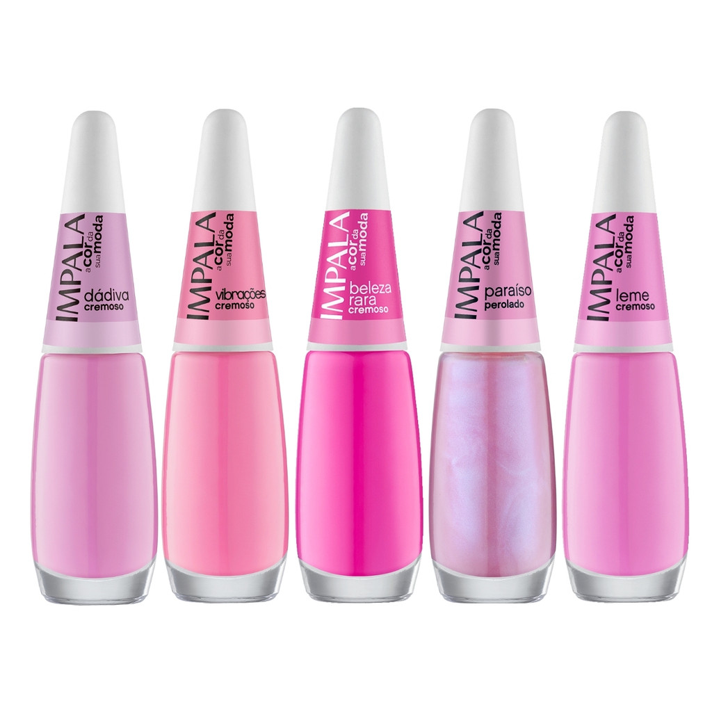 Kit 5 Esmaltes Impala Tons de Rosa Pink Cremoso Manicure | Shopee Brasil