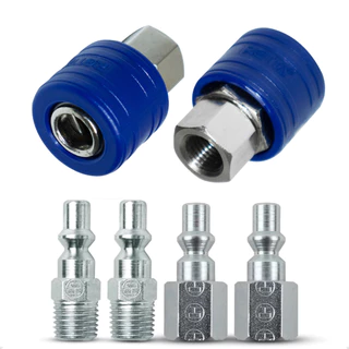 Jogo Conectores Engate Rápido 1/4 Npt Pneumáticos Compressor