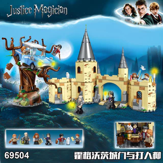 800 pçs blocos de construção Lego Harry Potter série Hogwarts cidade portão e filé luta 75953 chapéu mágico crianças diy