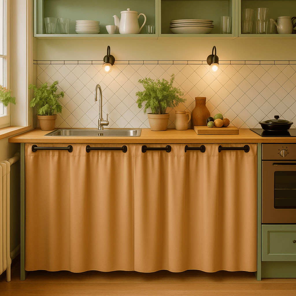 Foto de Kit Cortina para Pia de Cozinha PVC 2,80 x 0,80 Impermeável Facil Limpeza Decoração Moderna Promoção