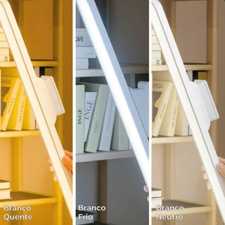 Luminária Magnética Slim Inteligente Led Recarregável 3 Cores Ajuste 90° USB Bivolt
