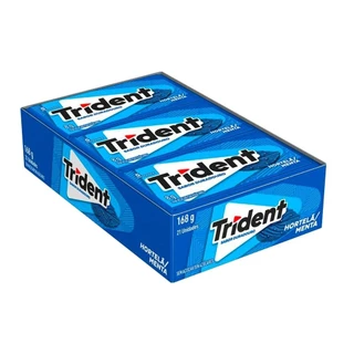 Chiclete Trident Hortelã Sem Açúcar 8g - Caixa com 21 Unidades em Oferta na Shopee