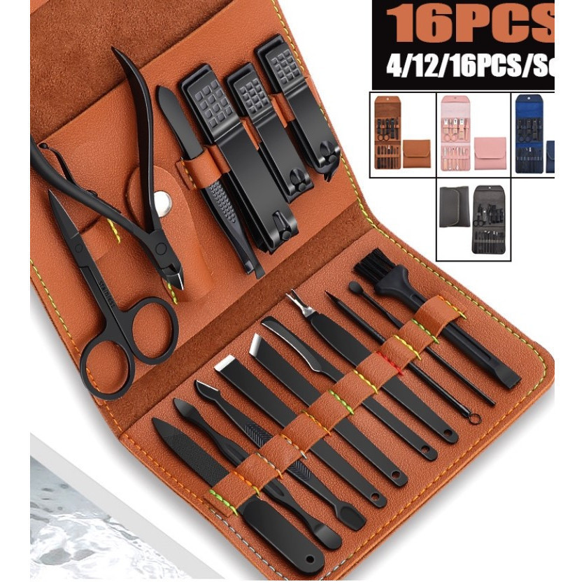 KIT 16 Pçs/Set Professional Aço Inoxidável Cutícula Nippers Cortador De Unhas Da Arte Do Prego Ferramentas Colher Empurrador To-GUI ANA