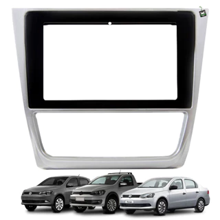 Moldura Prata 7 e 9 Polegadas 2 Din Gol G6 Saveiro Voyage 2012 2013 2014 2015