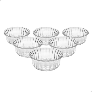 Kit 06 Potes de Sobremesa De Vidro Modelo Cumbuca Bowl para Doces ou Petiscos 270ML
