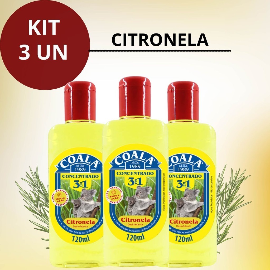 Kit 3 Coala Desinfetante Concentrado Citronela Ideal Para Ambientes ...