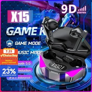 X15 TWS Fone De Ouvido Bluetooth Sem Fio Com Visor LED Gamer Earbuds Microfone Fones Ruído Cancelando