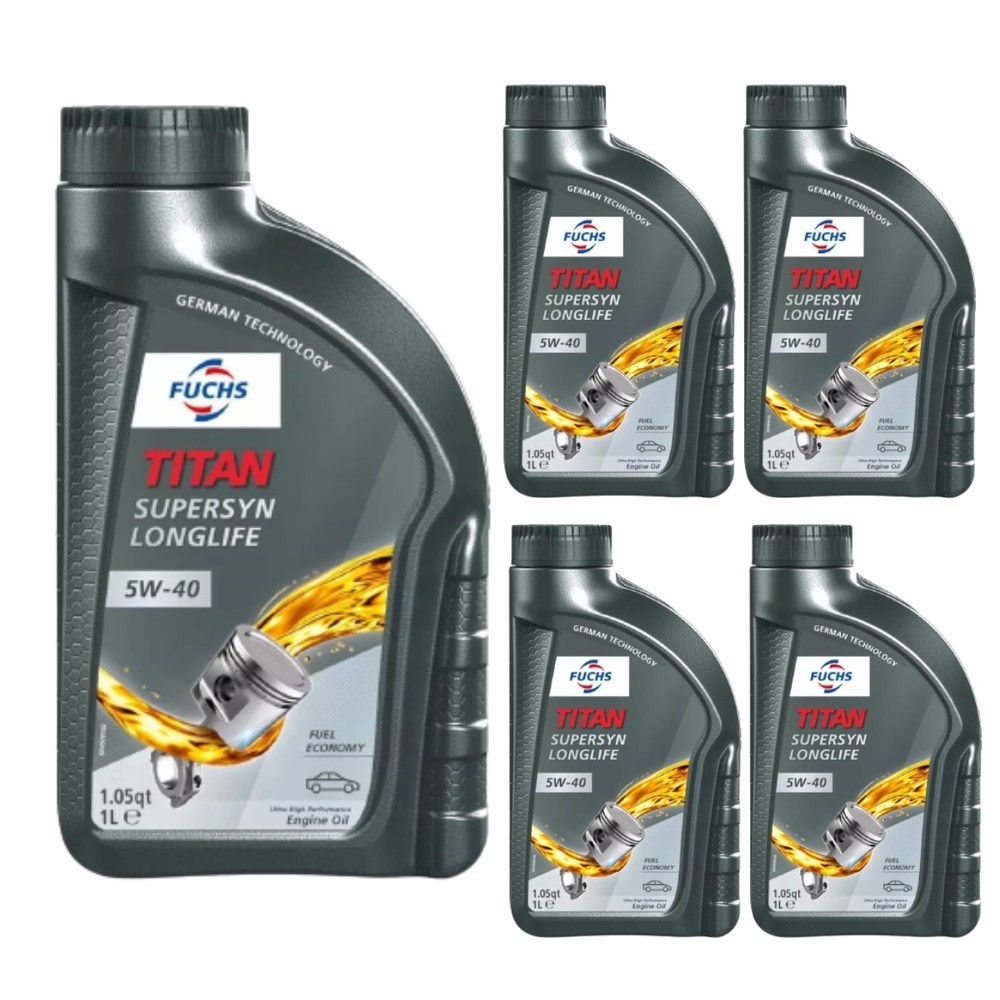 Kit 5 Óleo Lubrificante Fuchs Titan 5w40sn Longlife Supersyn