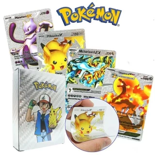 555pcs Metal Gold Pikachu Cards Charizard Trainer Jogo De Treinadores Em Inglês