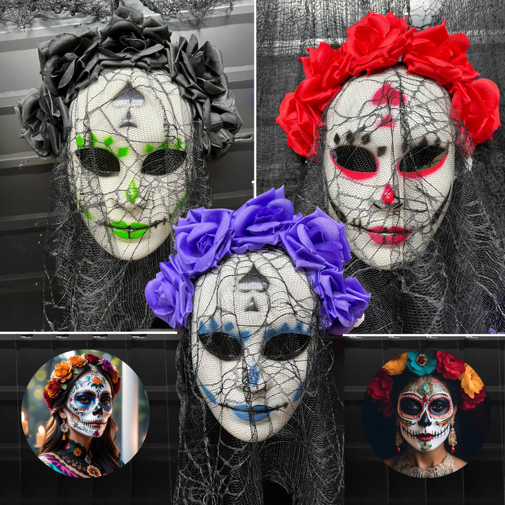 Máscara Caveira Mexicana Para Halloween E Fantasias Sortido