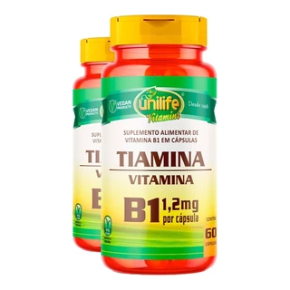 Kit 2x Vitamina B1 Tiamina 500mg Unilife 60 Cápsulas/Made in Usa