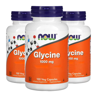 Kit 3x Glicina 1000mg Now Foods Glycine 100 Veg Caps /Made in Usa
