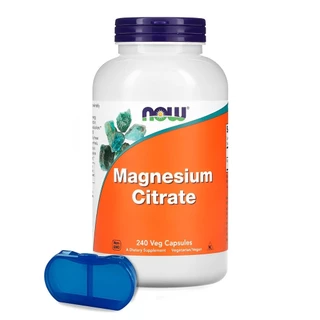 Citrato de Magnésio 400mg Now Foods 240Cáps + Porta Cápsulas