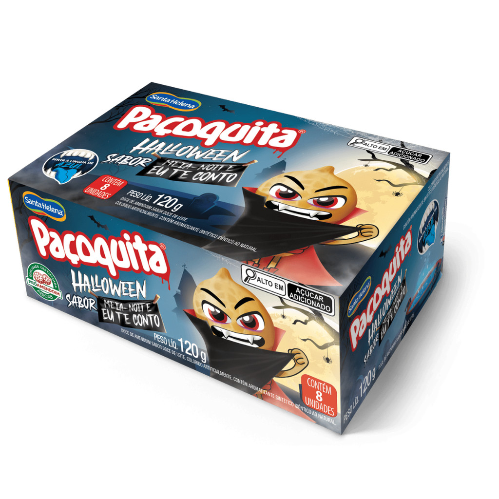 Paçoca Paçoquita Rolha Halloween Com 8 Unidades 120g