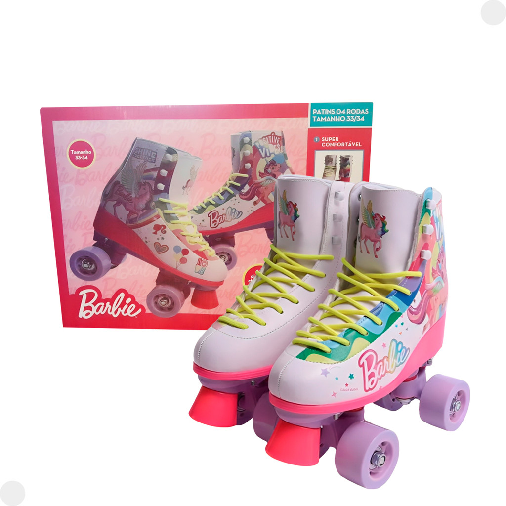 Patins Barbie 04 Rodas Tamanho 33-34 F01654 - Fun | Shopee Brasil